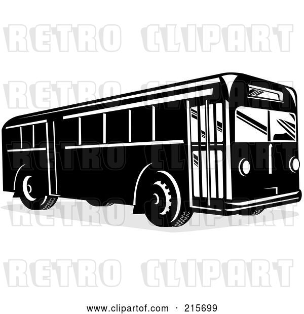 Clip Art of Retro City Bus - 1