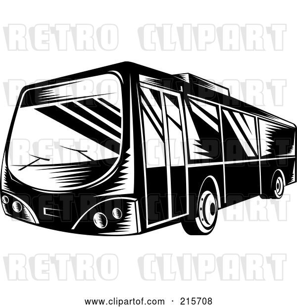 Clip Art of Retro City Bus - 2