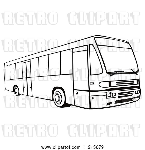 Clip Art of Retro City Bus - 4