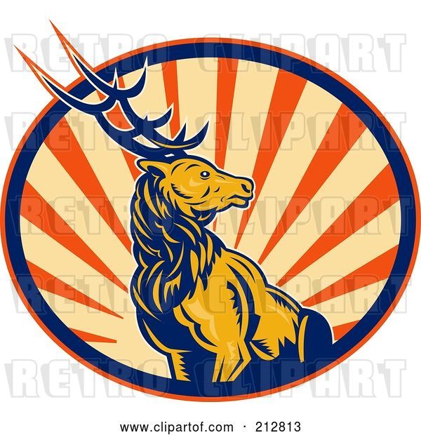 Clip Art of Retro Deer Stag Logo