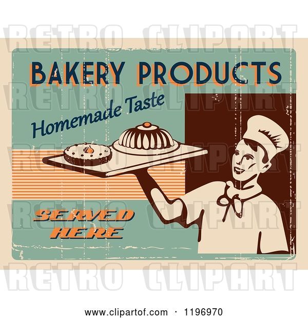 Clip Art of Retro Distressed Bakery Poster with Sample Text
