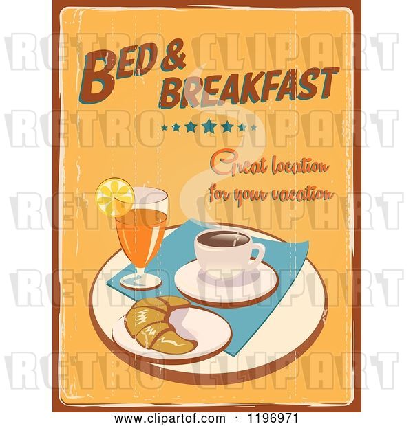 Clip Art of Retro Distressed Bed and Breakfast Poster