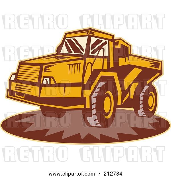 Clip Art of Retro Dump Truck Logo