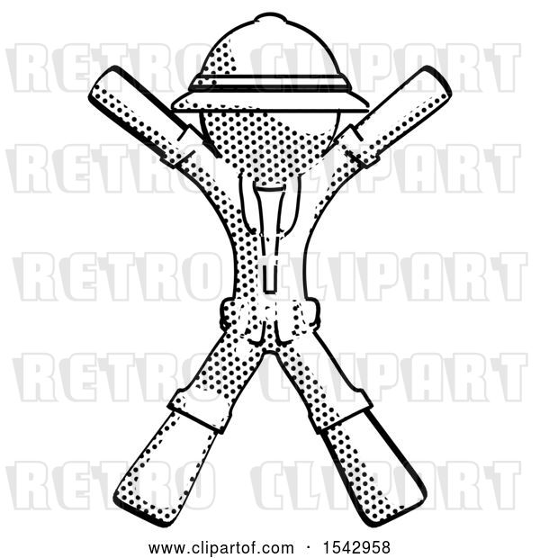Clip Art of Retro Explorer Guy Jumping or Flailing