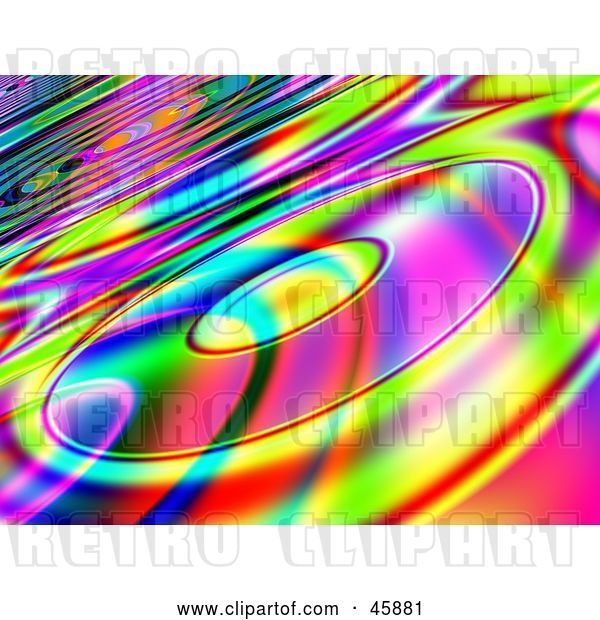 Clip Art of Retro Funky Colorful Background with Cds