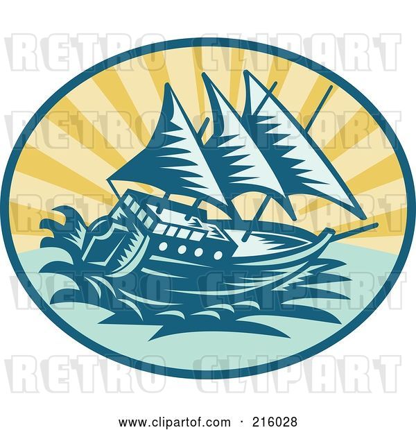 Clip Art of Retro Galleon Ship Logo