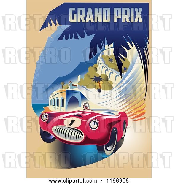 Clip Art of Retro Grand Prix Monaco Racing Poster