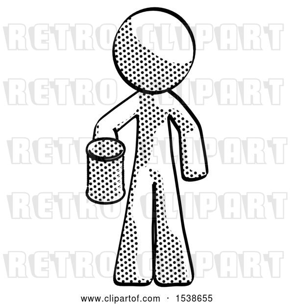 Clip Art of Retro Guy Begger Holding Can Begging or Asking for Charity