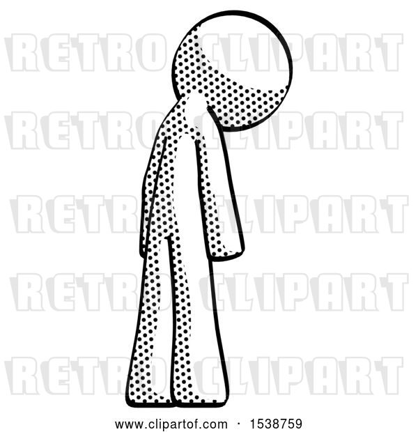 Clip Art of Retro Guy Depressed with Head Down, Back to Viewer, Right