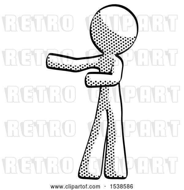 Clip Art of Retro Guy Presenting Something to His Right