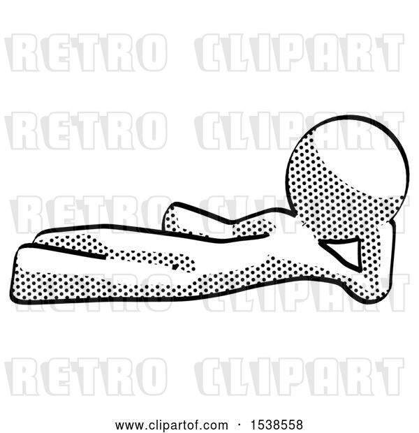 Clip Art of Retro Guy Reclined on Side