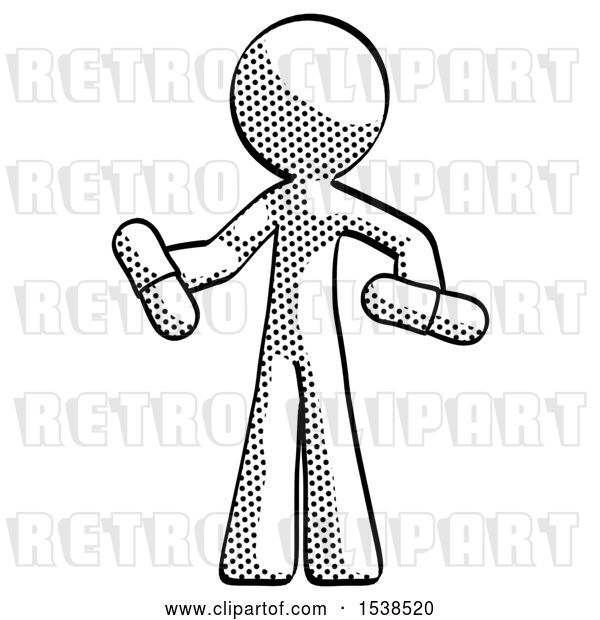 Clip Art of Retro Guy Red Pill or Blue Pill Concept