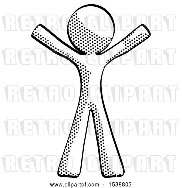 Clip Art of Retro Guy Surprise Pose, Arms and Legs out