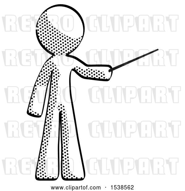 Clip Art of Retro Guy Teacher or Conductor with Stick or Baton Directing