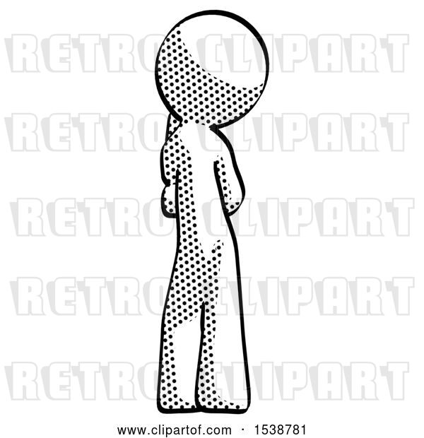 Clip Art of Retro Guy Thinking, Wondering, or Pondering Rear View