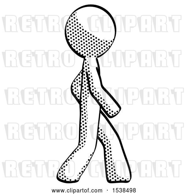Clip Art of Retro Guy Walking Right Side View