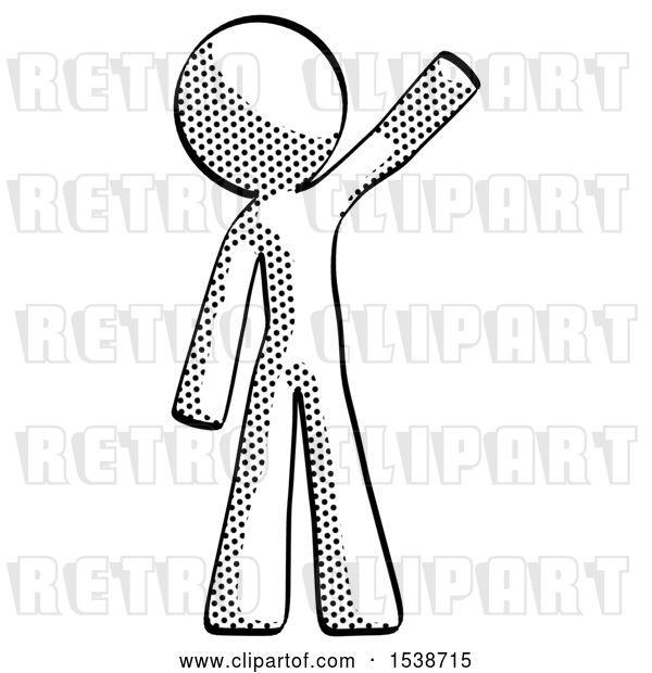 Clip Art of Retro Guy Waving Emphatically with Left Arm