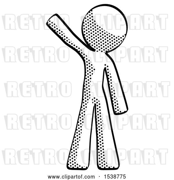 Clip Art of Retro Guy Waving Emphatically with Right Arm