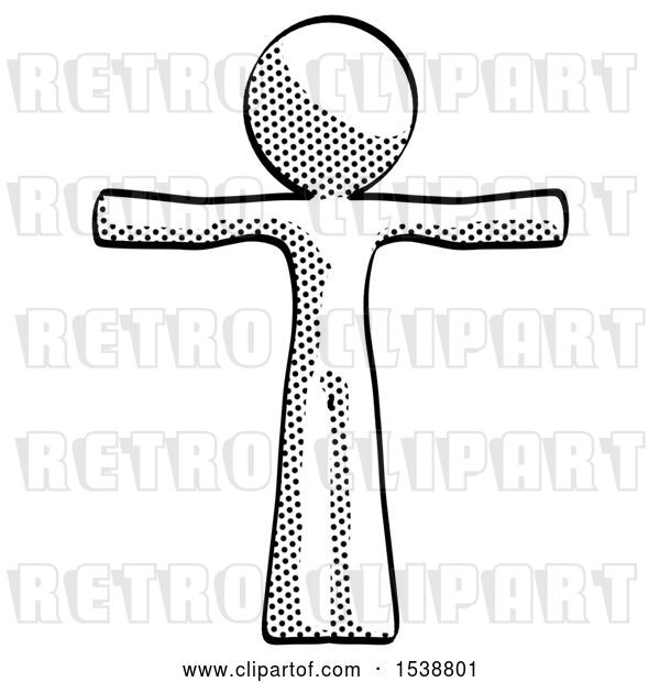 Clip Art of Retro Halftone Design Mascot Guy T-Pose Arms up Standing