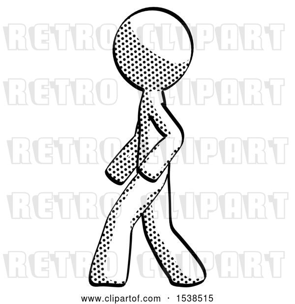 Clip Art of Retro Halftone Design Mascot Guy Walking Left Side View