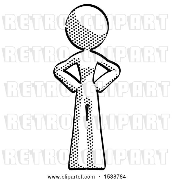 Clip Art of Retro Halftone Design Mascot Lady Hands on Hips