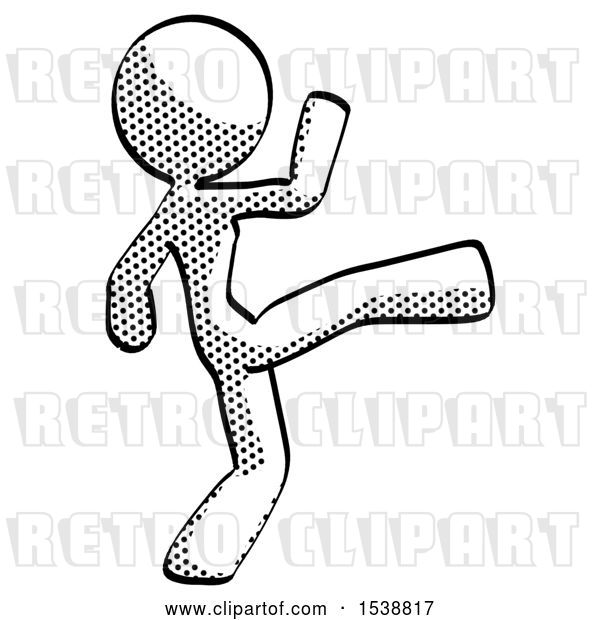 Clip Art of Retro Halftone Design Mascot Lady Kick Pose