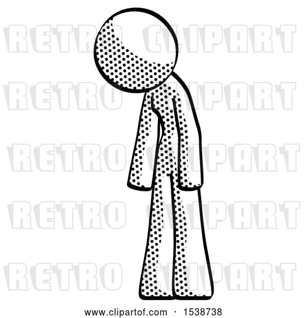 Clip Art of Retro Lady Depressed with Head down Turned Left