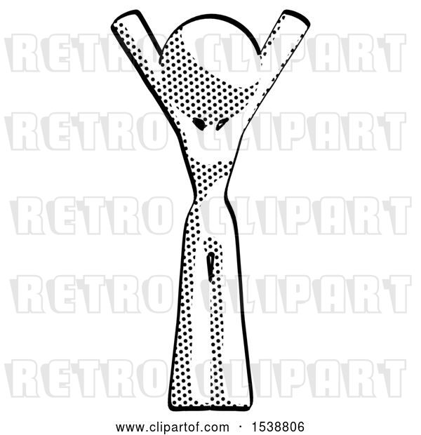 Clip Art of Retro Lady Hands up