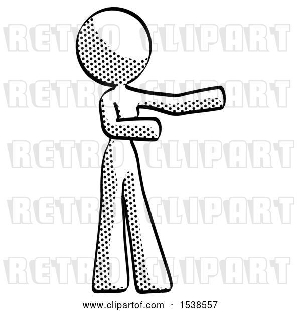 Clip Art of Retro Lady Presenting Something to Her Left