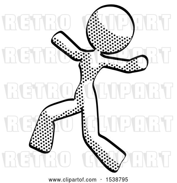 Clip Art of Retro Lady Running Away in Hysterical Panic Direction Left