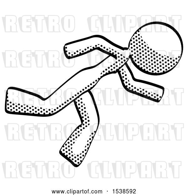 Clip Art of Retro Lady Running While Falling down