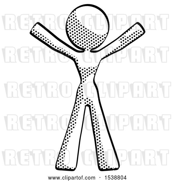 Clip Art of Retro Lady Surprise Pose, Arms and Legs out