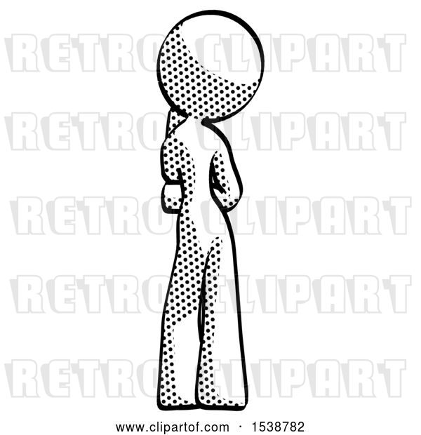 Clip Art of Retro Lady Thinking, Wondering, or Pondering, Rear View