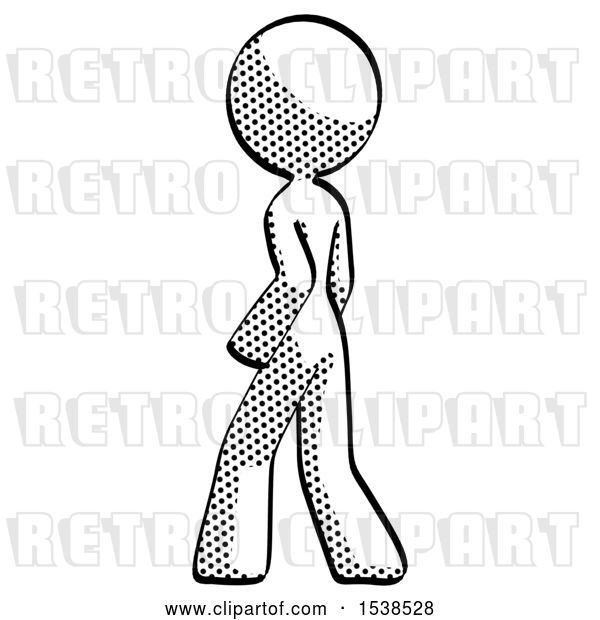 Clip Art of Retro Lady Walking Away Direction Left View
