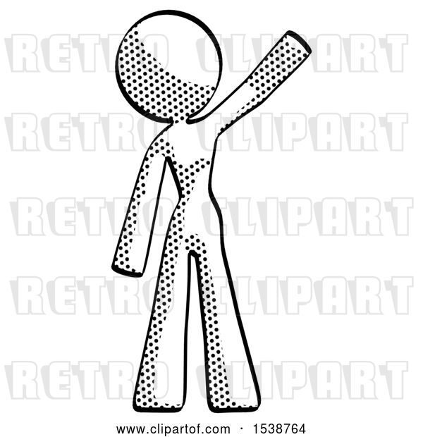 Clip Art of Retro Lady Waving Emphatically with Left Arm