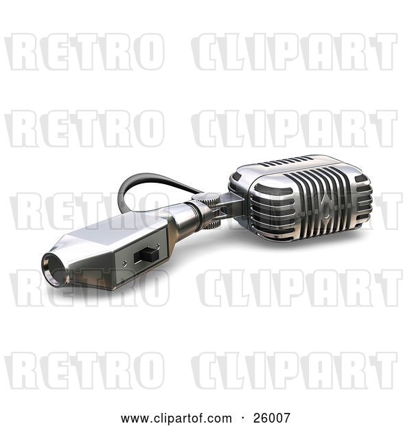 Clip Art of Retro Microphone with a Switch, Lying on a White Background