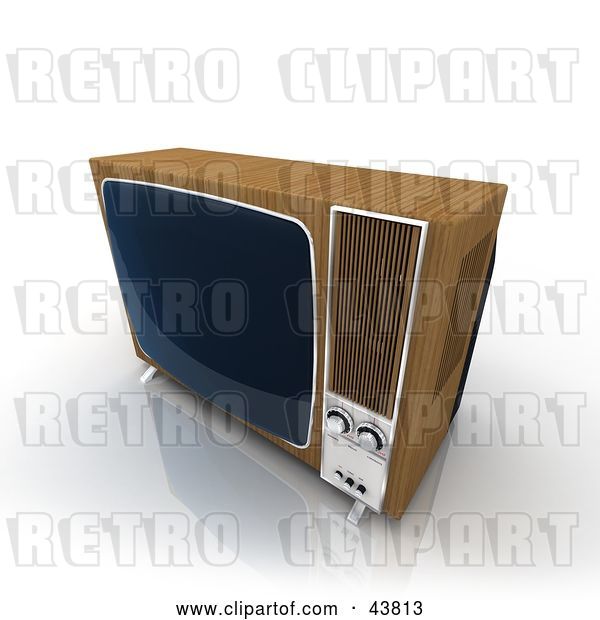 Clip Art of Retro Old Box Television Framed in Wood