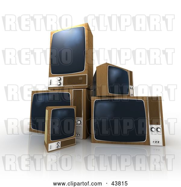 Clip Art of Retro Old Box TVs Being Tossed out