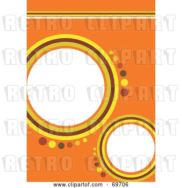 Clip Art of Retro Orange Background with Yellow and Brown Circles and Text Space