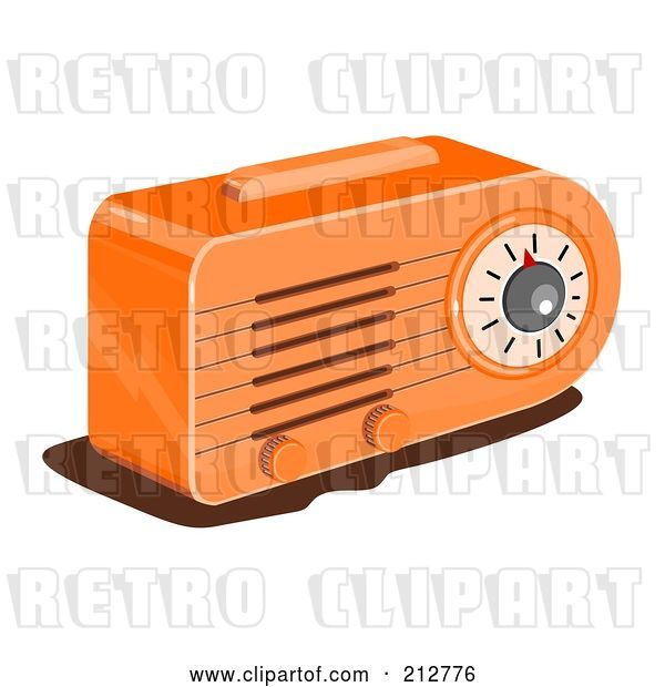 Clip Art of Retro Orange Radio