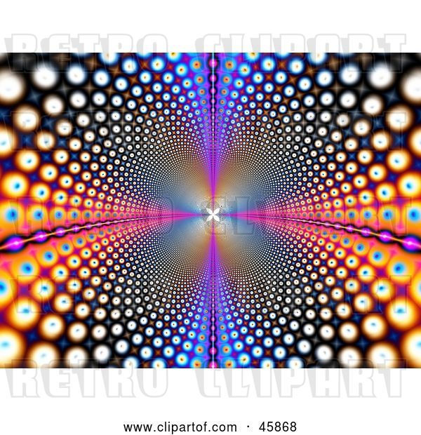 Clip Art of Retro Psychedelic Funky Background of Colorful Circles Leading and Reflecting into the Distance