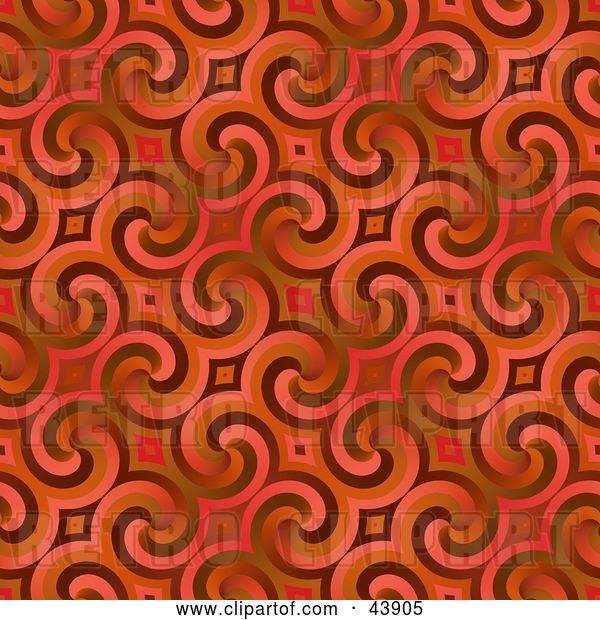 Clip Art of Retro Red Background of Swirls