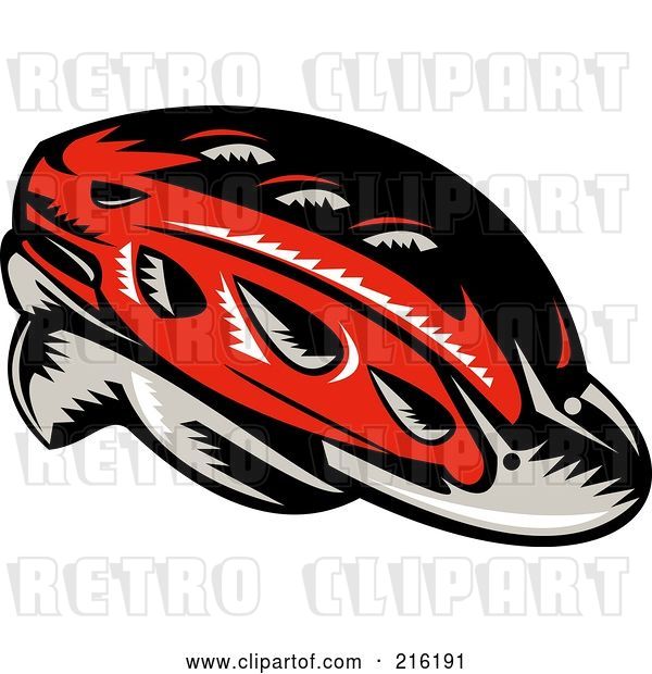 Clip Art of Retro Red Cycling Helmet