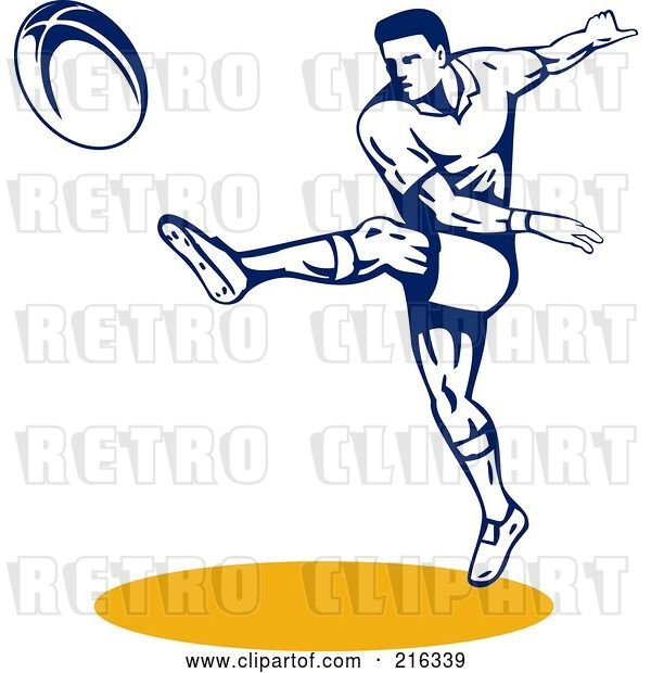 Clip Art of Retro Rugby Football Player - 19