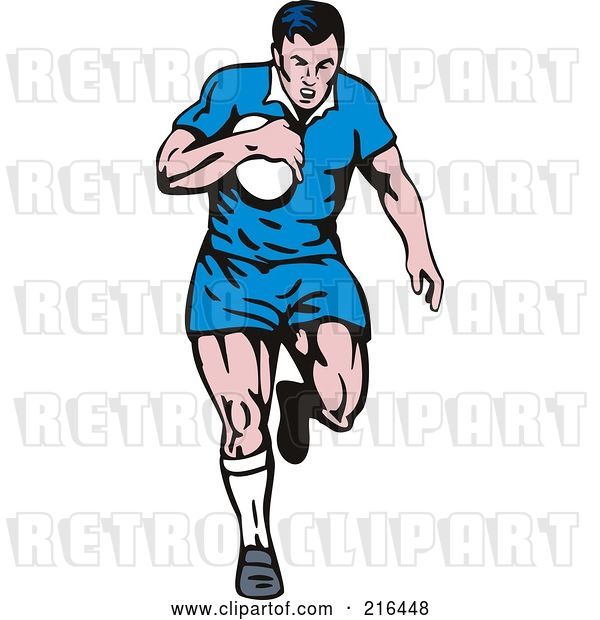 Clip Art of Retro Rugby Football Player - 32
