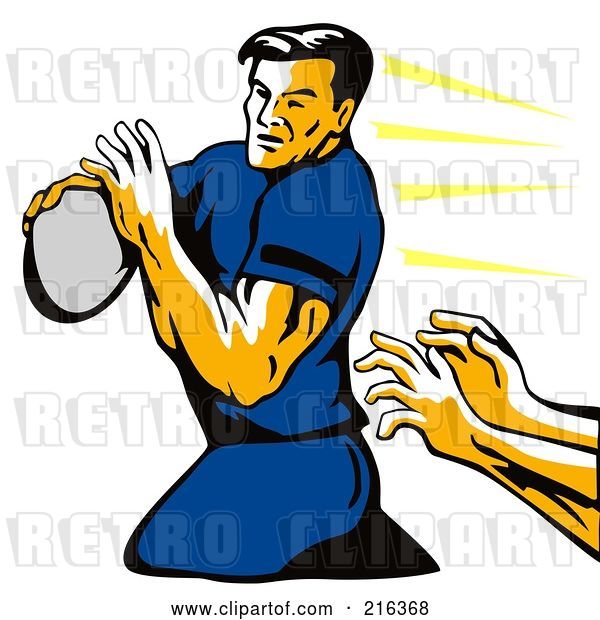 Clip Art of Retro Rugby Football Player - 36