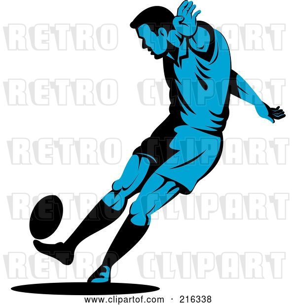 Clip Art of Retro Rugby Football Player - 37