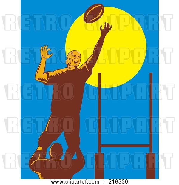 Clip Art of Retro Rugby Football Player - 39