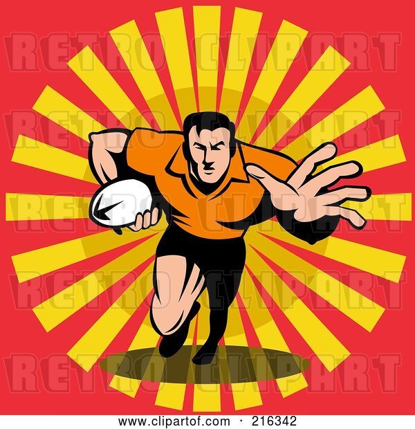 Clip Art of Retro Rugby Football Player - 40