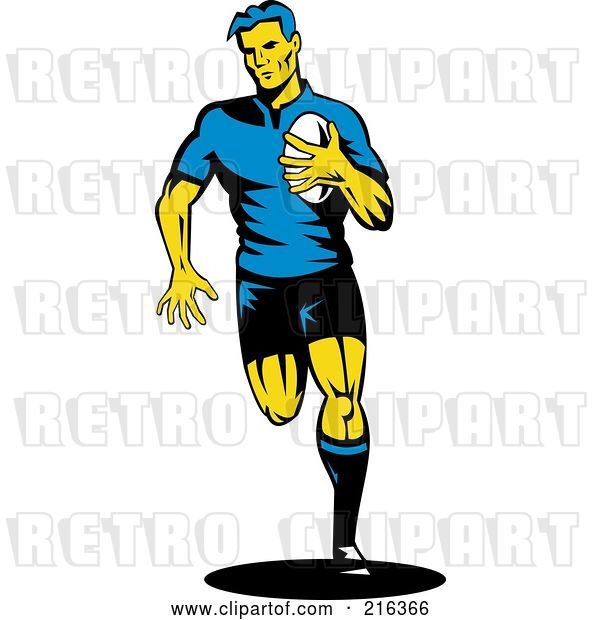 Clip Art of Retro Rugby Football Player - 41